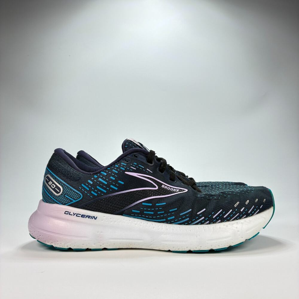 Brooks Women's Glycerin Running Shoe in Black, Teal & Pink